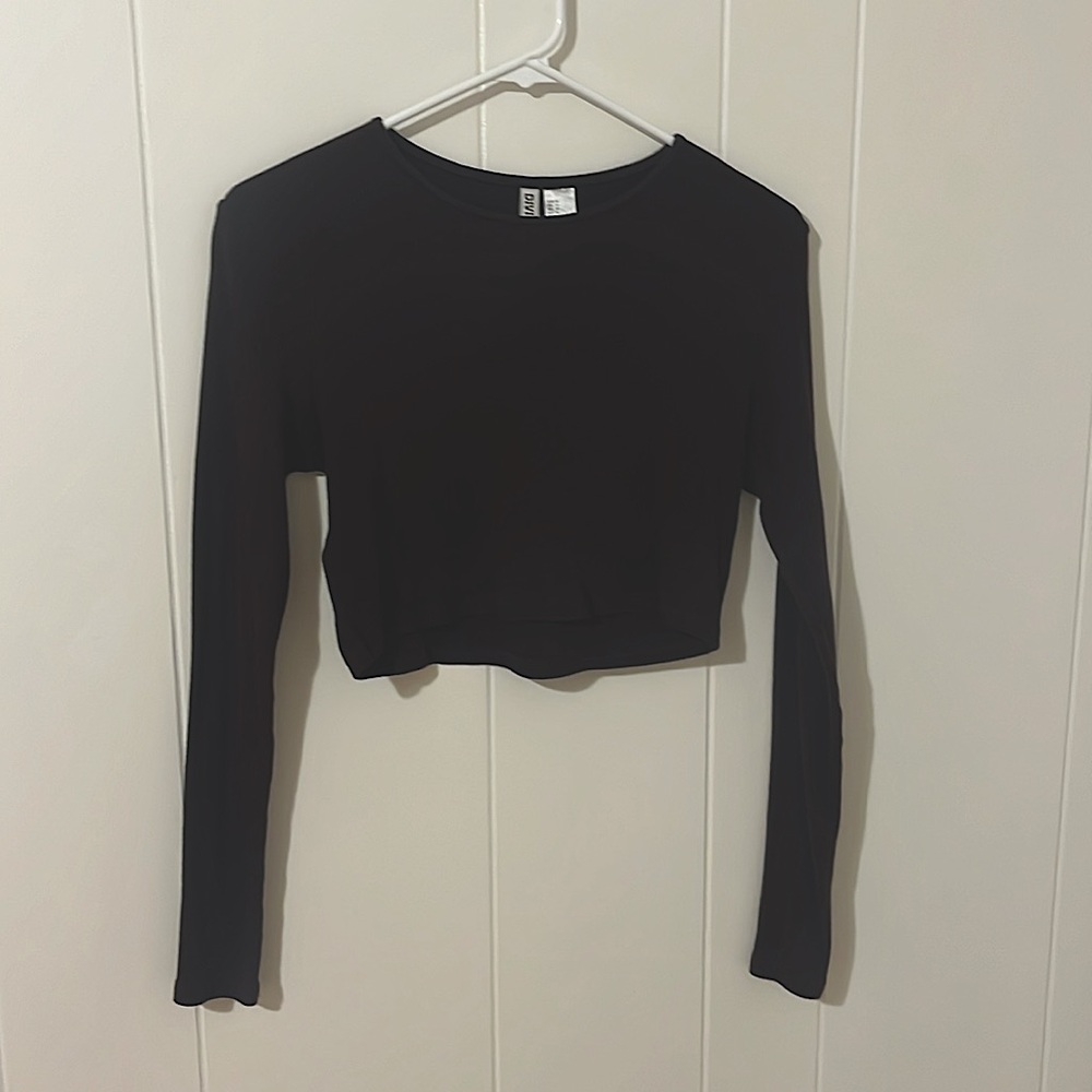 H&M Brown Long Sleeve Crop Top